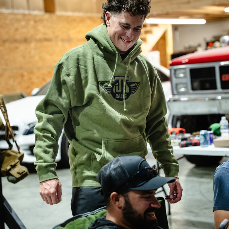 Load image into Gallery viewer, Olive Embroidered Heavyweight Hoodie
